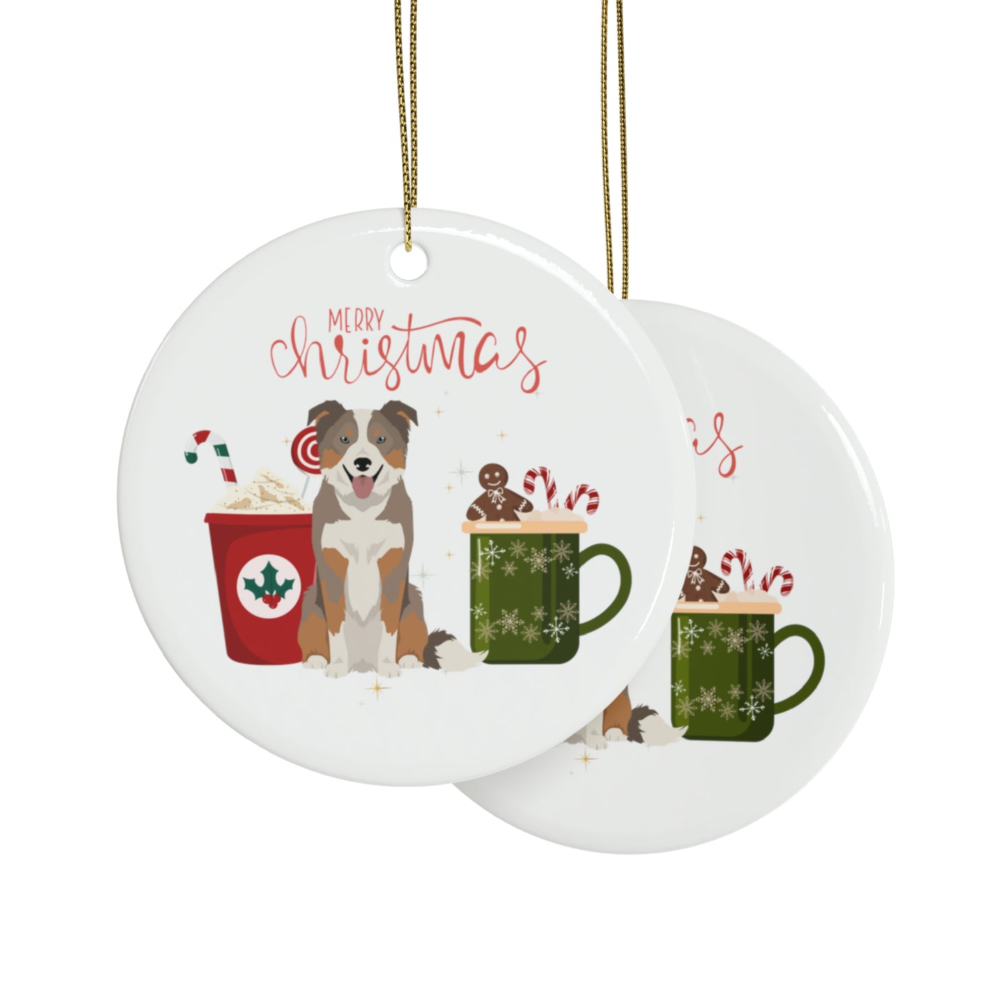 Border Collie Dog Ceramic Ornament