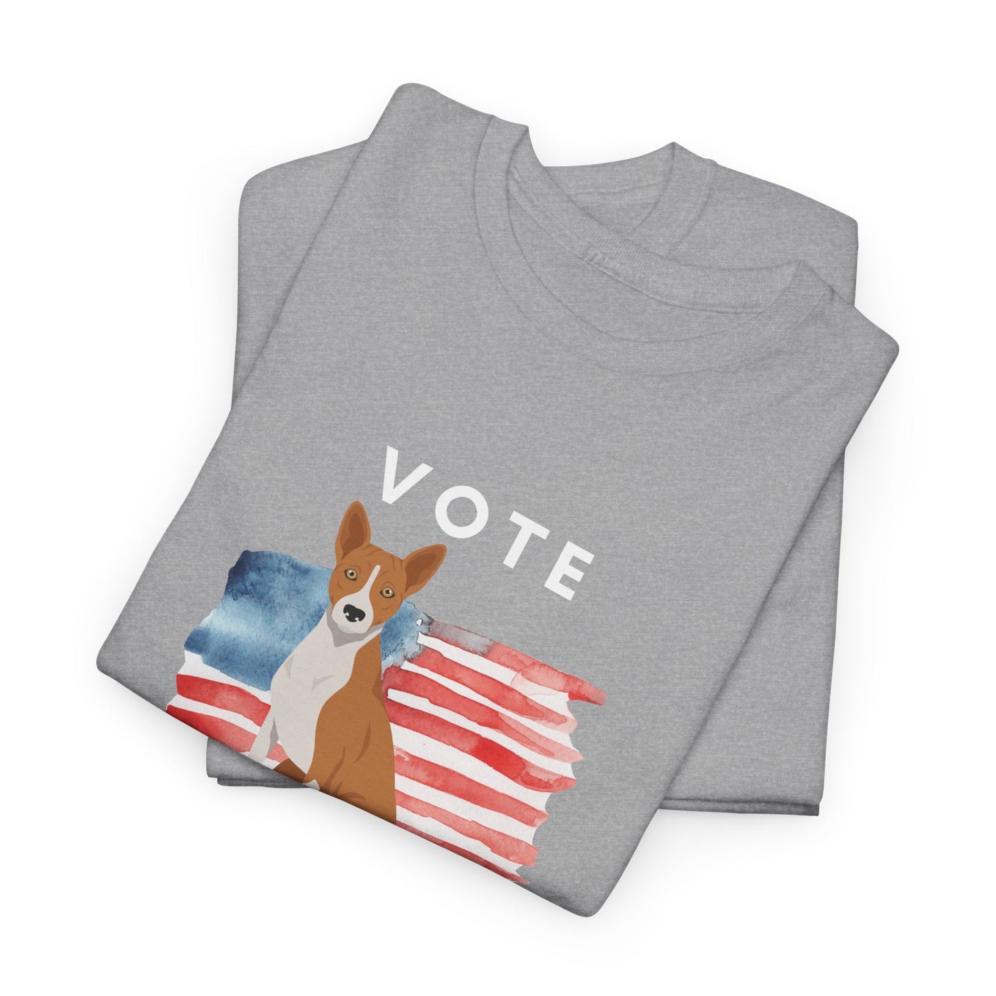 Basenji Dog Vote 2024, Election Unisex Heavy Cotton Tee, Dog Mom Gift, AKC