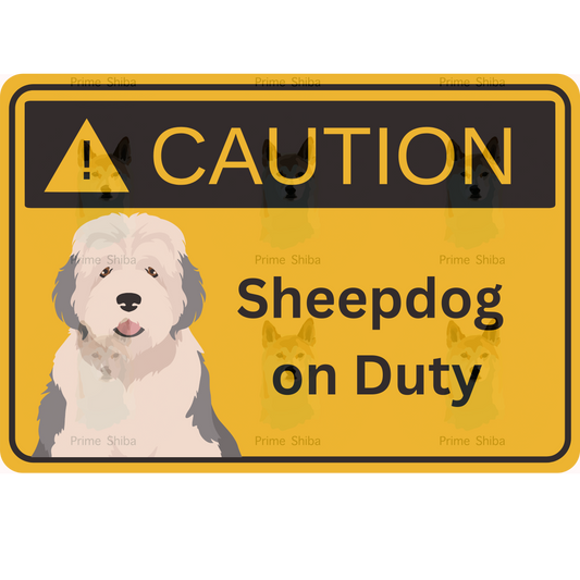 Old English Sheepdog Dog 5in Transparent Caution Sticker