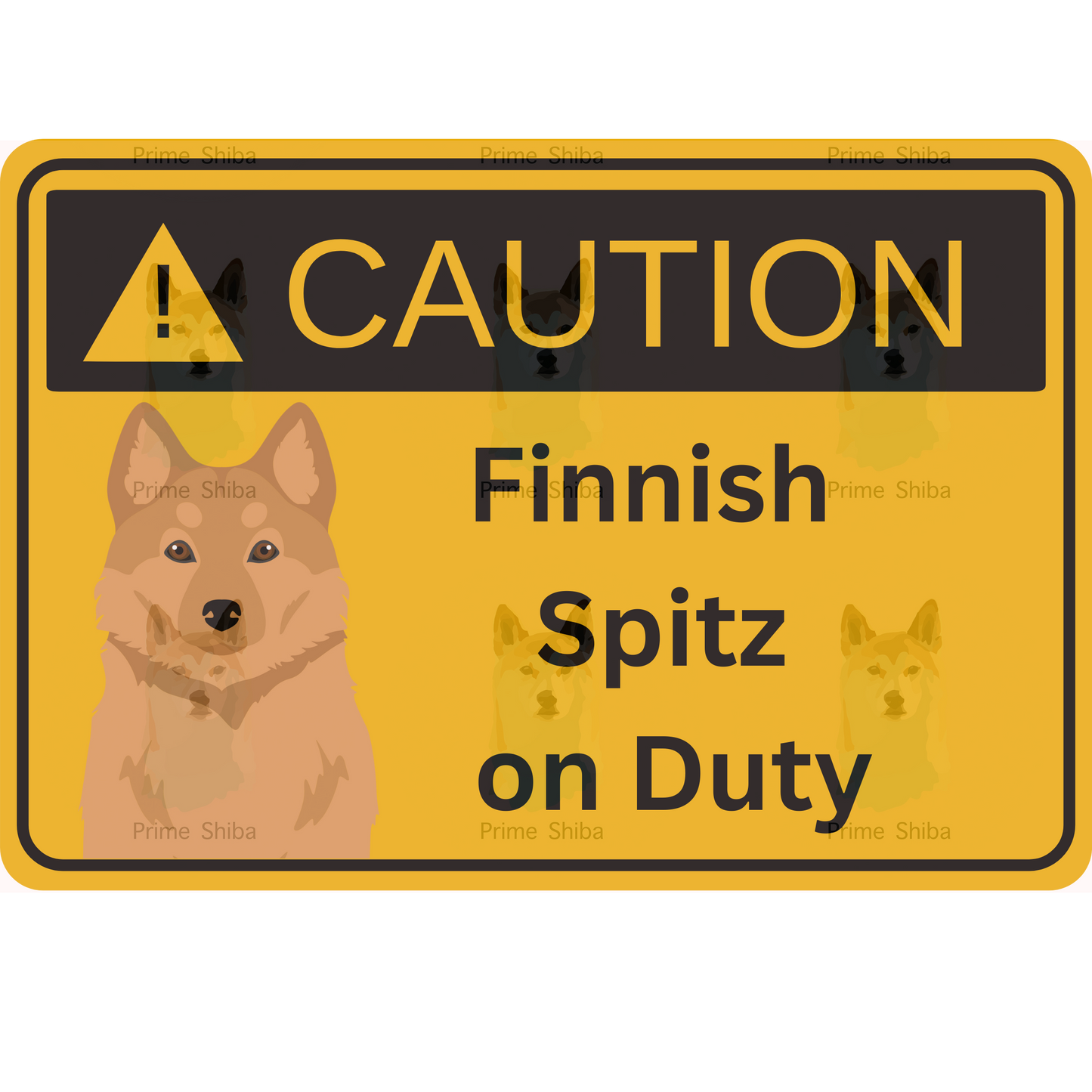 Finnish Spitz Dog 5in Transparent Caution Sticker