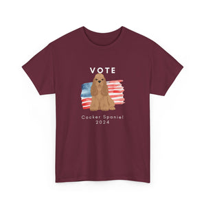 Cocker Spaniel Dog Vote 2024, Election Unisex Heavy Cotton Tee, Dog Mom Gift, AKC