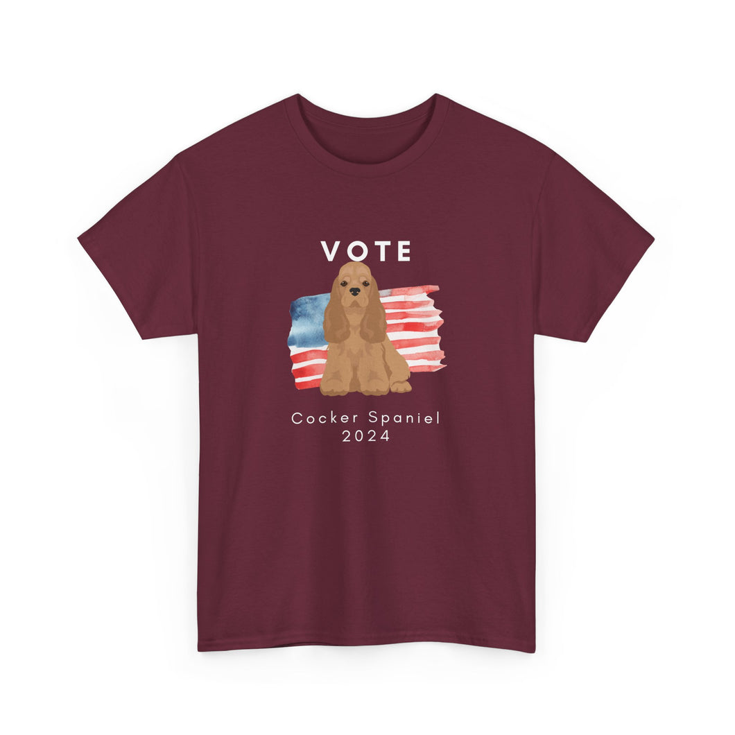 Cocker Spaniel Dog Vote 2024, Election Unisex Heavy Cotton Tee, Dog Mom Gift, AKC