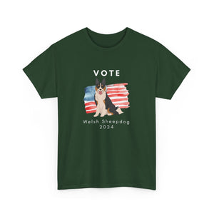 Welsh Sheepdog Dog Vote 2024, Election Unisex Heavy Cotton Tee, Dog Mom Gift, AKC