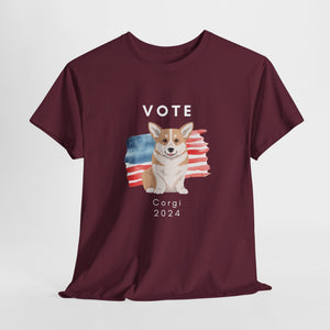 Pembroke Welsh Corgi Dog Vote 2024, Election Unisex Heavy Cotton Tee, Dog Mom Gift, AKC