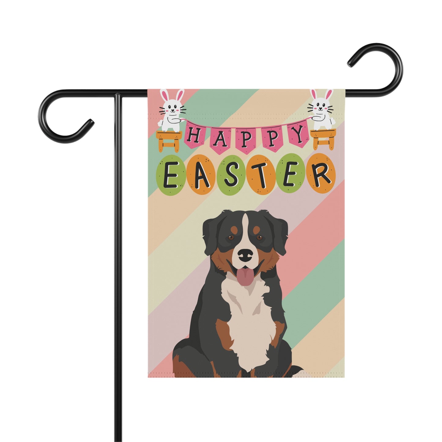 Bernese Mountain Dog Easter Garden Flag