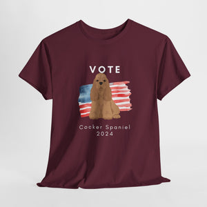 Cocker Spaniel Dog Vote 2024, Election Unisex Heavy Cotton Tee, Dog Mom Gift, AKC