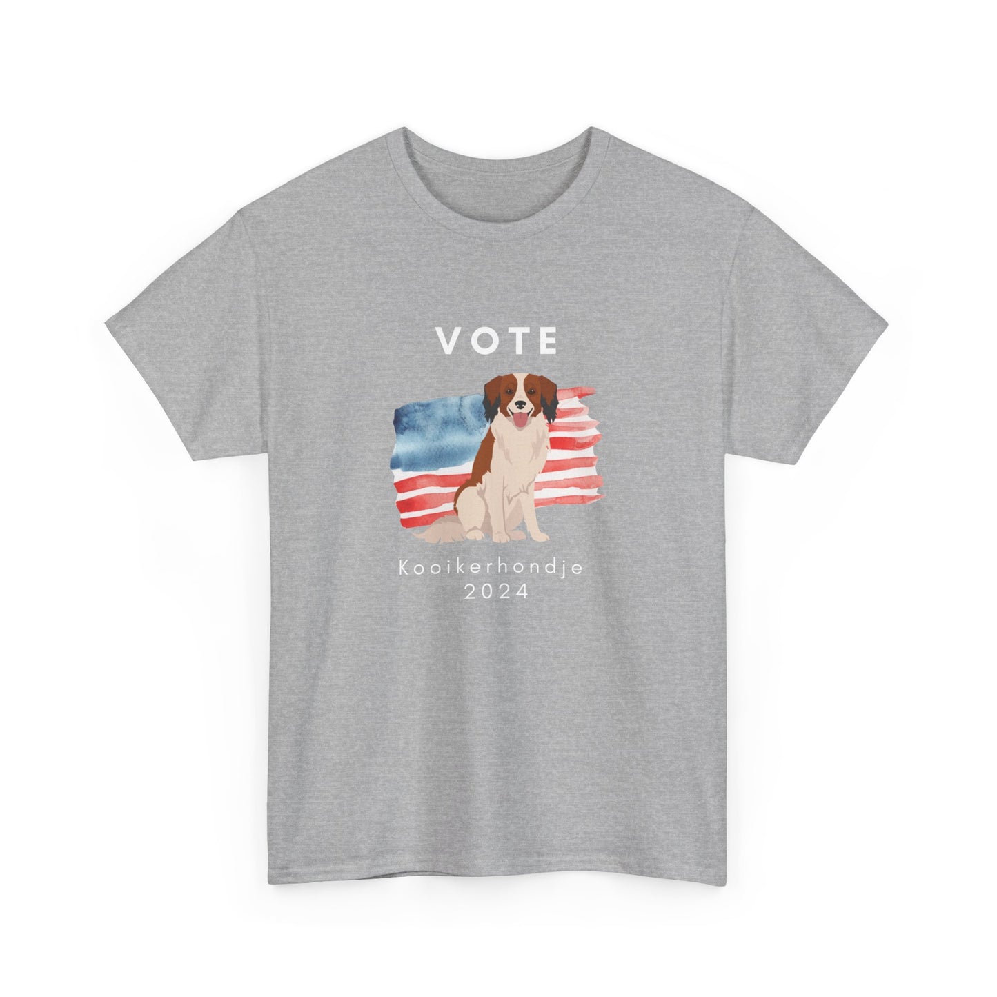 Kooikerhondje Dog Vote 2024, Election Unisex Heavy Cotton Tee, Dog Mom Gift, AKC