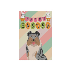 Rough Collie Dog Easter Garden Flag