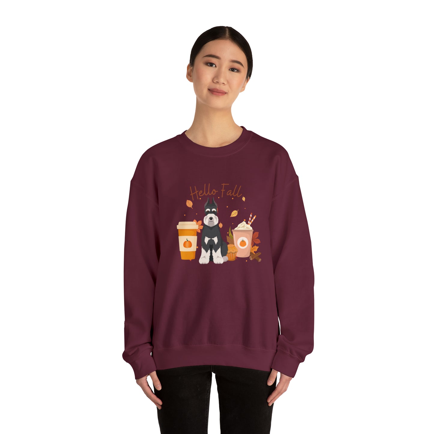 Schnauzer Dog Fall Halloween Unisex Heavy Blend Crewneck Sweatshirt