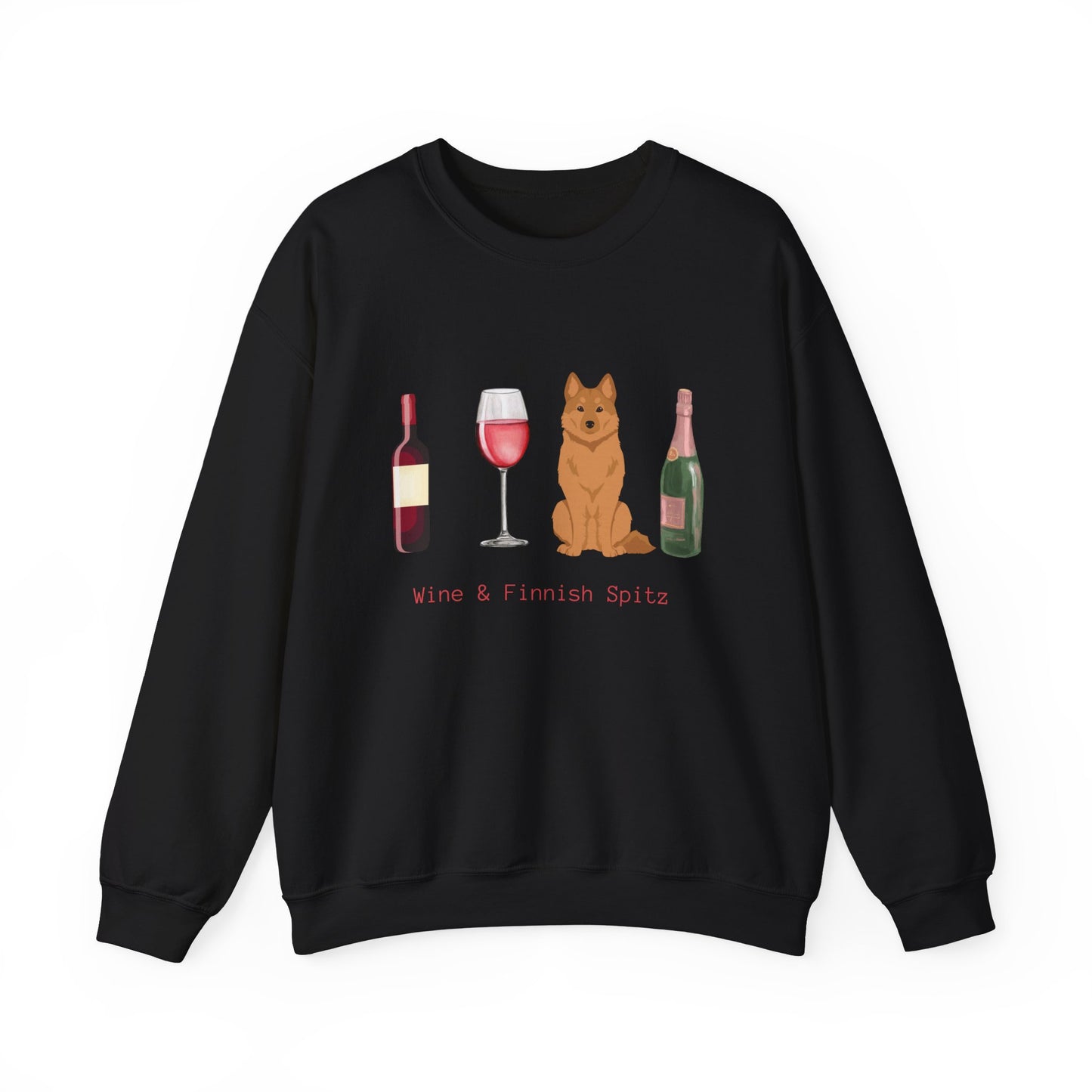 Finnish Spitz Dog Wine Unisex Heavy Blend Crewneck Sweatshirt