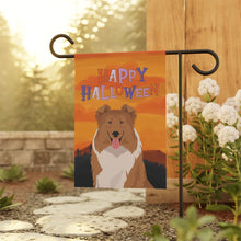 Load image into Gallery viewer, Rough Collie Dog Halloween Garden Flag
