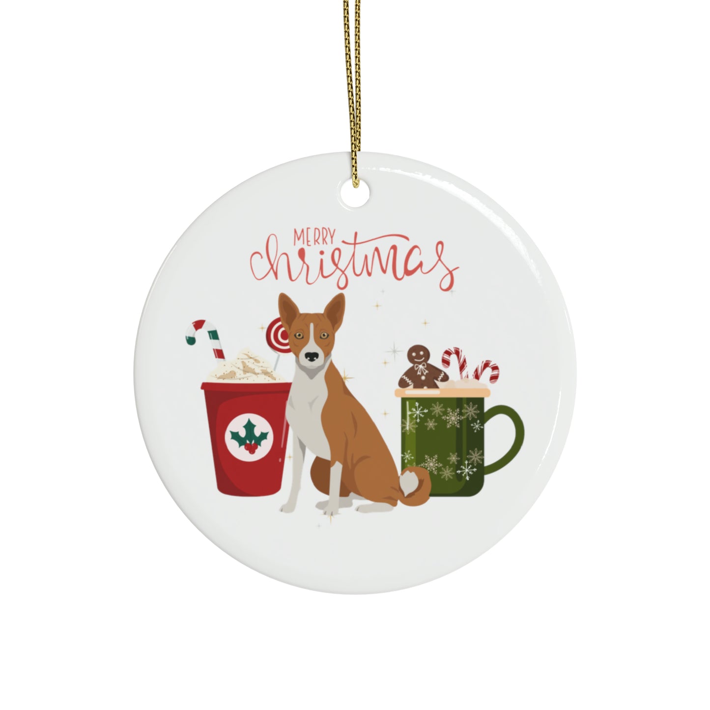 Basenji Dog Ceramic Ornament