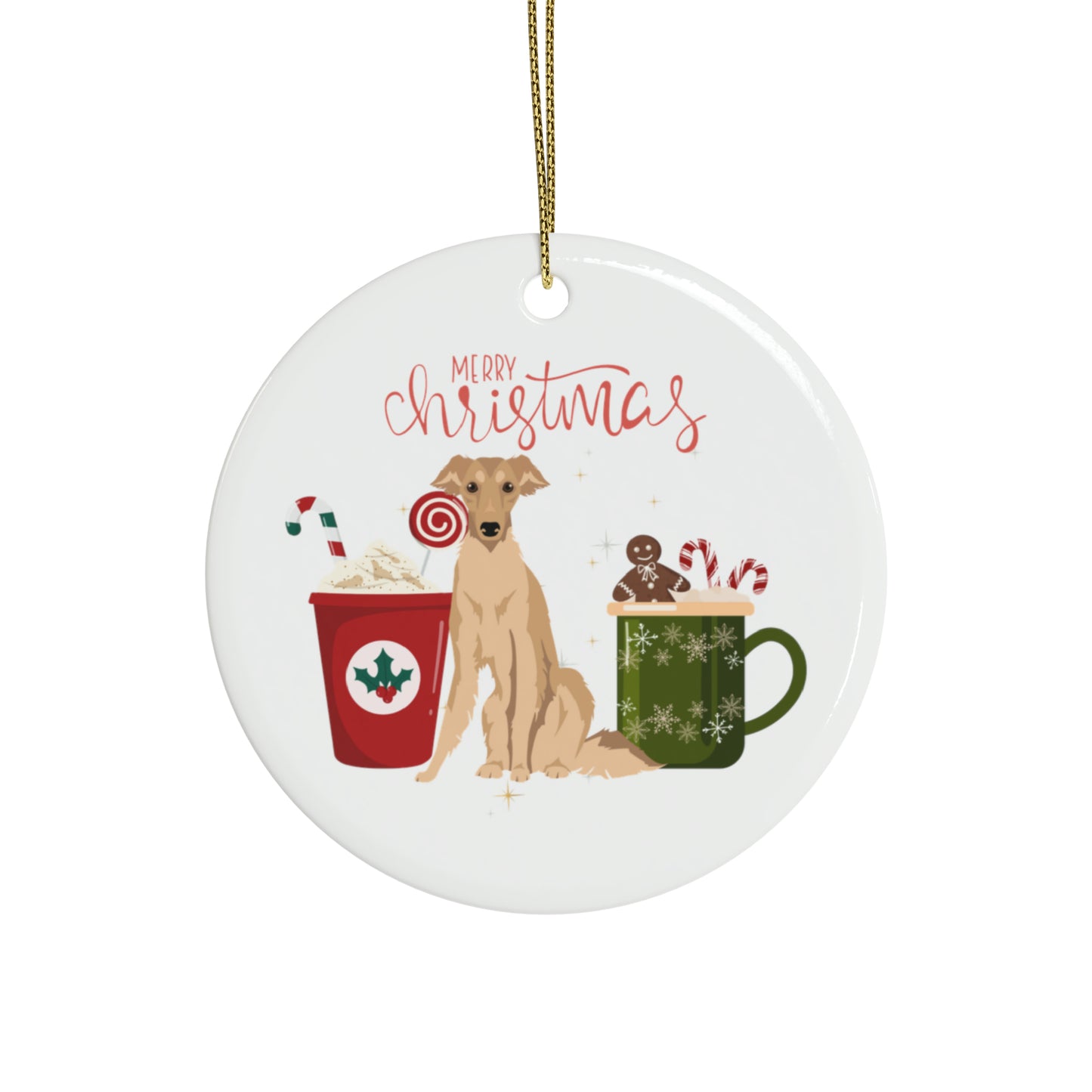 Silken WIndhound Dog Ceramic Ornament