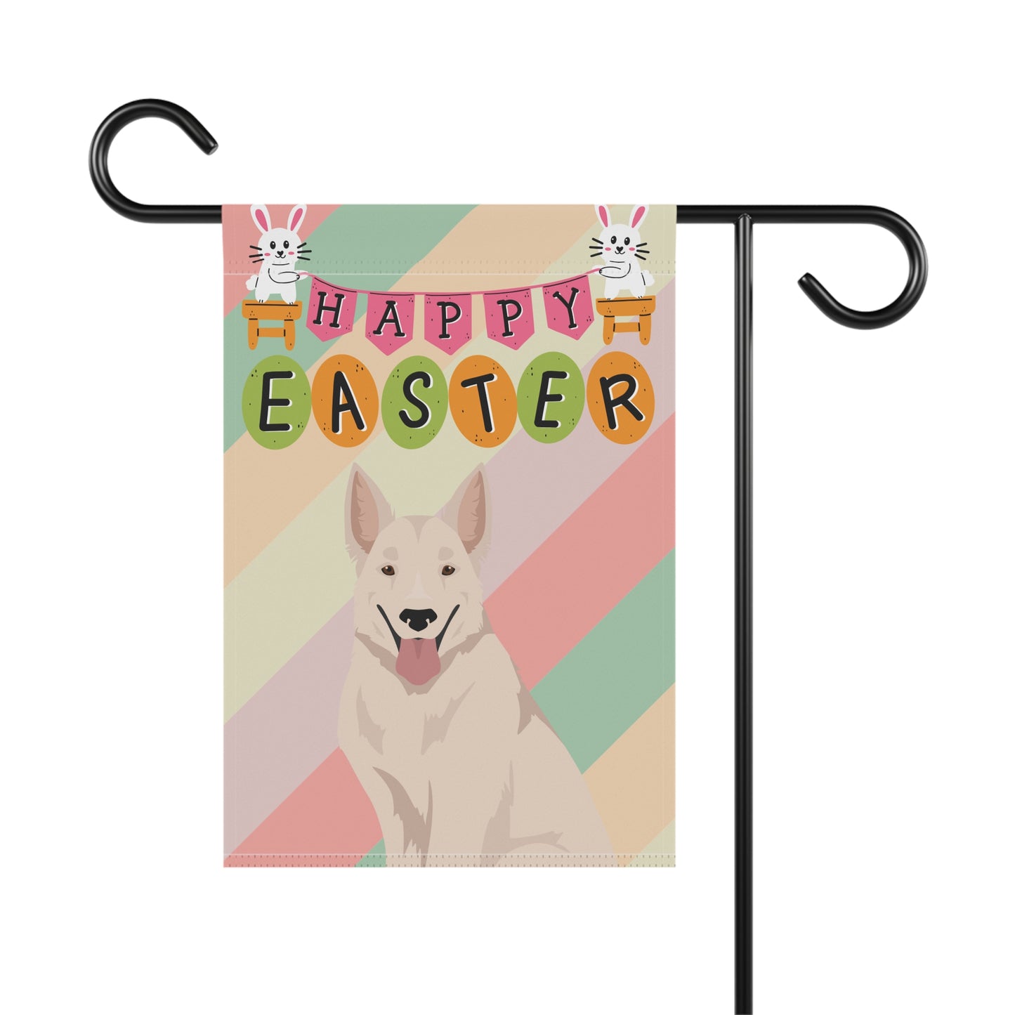 White Swiss Shepherd Dog Easter Garden Flag