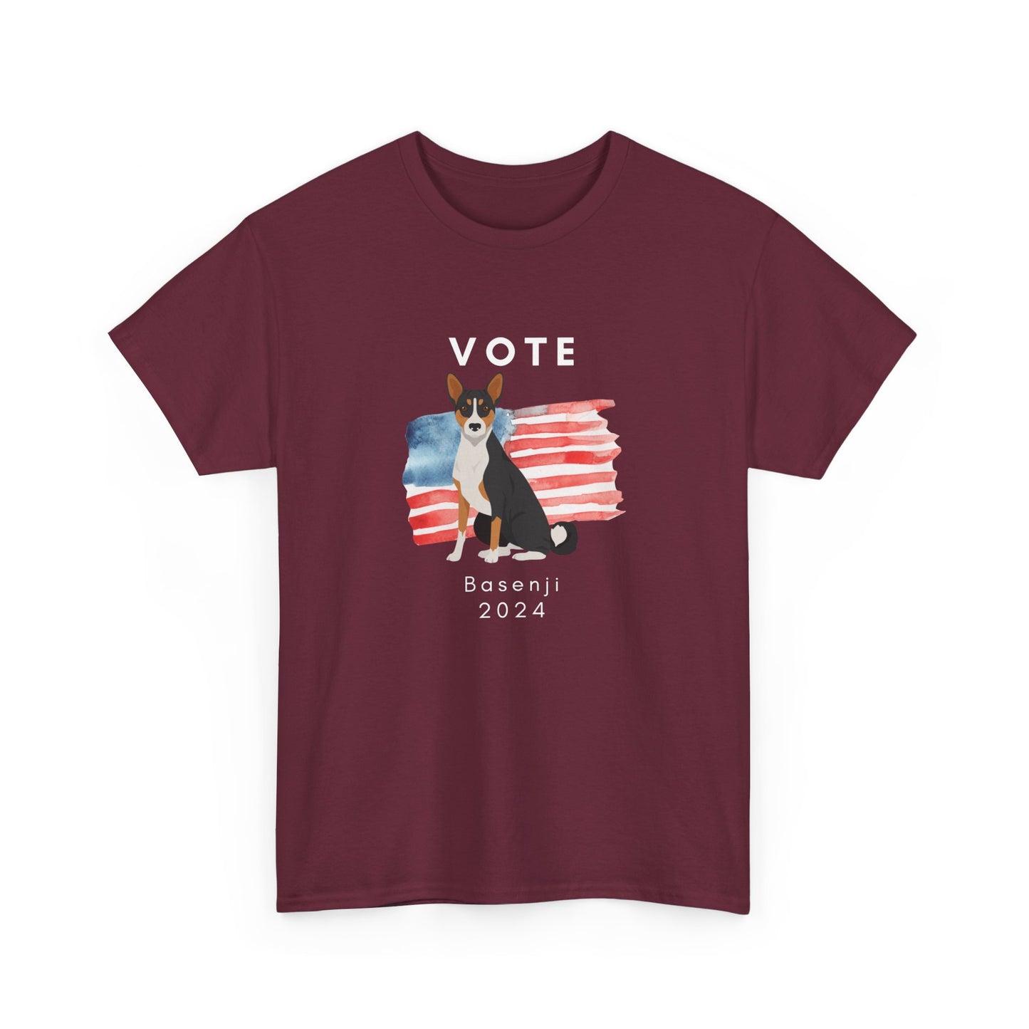 Basenji Dog Vote 2024, Election Unisex Heavy Cotton Tee, Dog Mom Gift, AKC