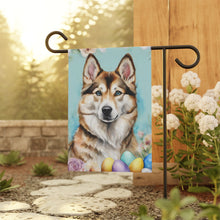 Load image into Gallery viewer, Shepsky (German Shepherd, Husky mix) Dog Easter Garden Flag

