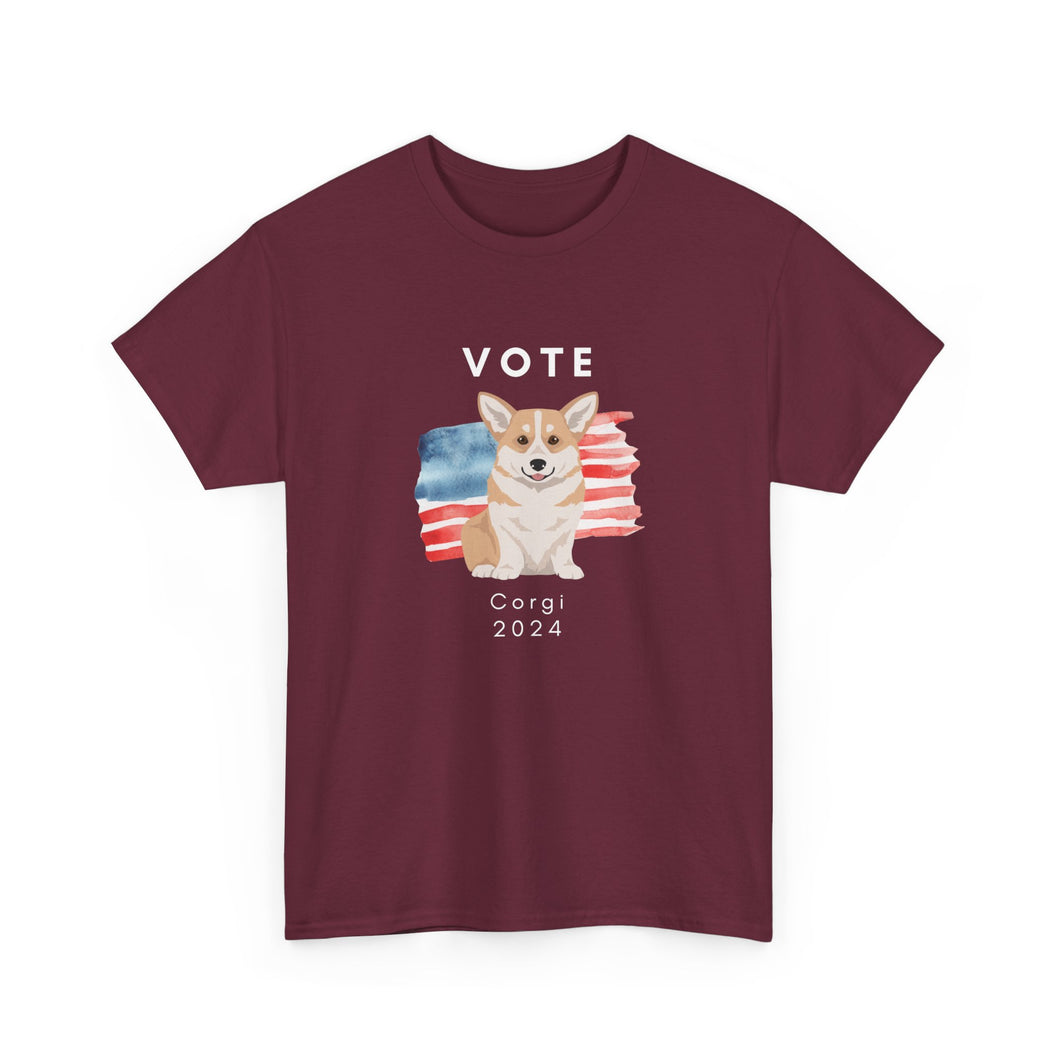 Pembroke Welsh Corgi Dog Vote 2024, Election Unisex Heavy Cotton Tee, Dog Mom Gift, AKC