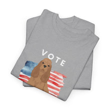 Load image into Gallery viewer, Cocker Spaniel Dog Vote 2024, Election Unisex Heavy Cotton Tee, Dog Mom Gift, AKC
