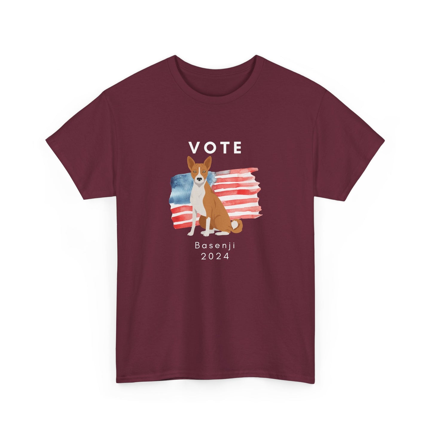 Basenji Dog Vote 2024, Election Unisex Heavy Cotton Tee, Dog Mom Gift, AKC