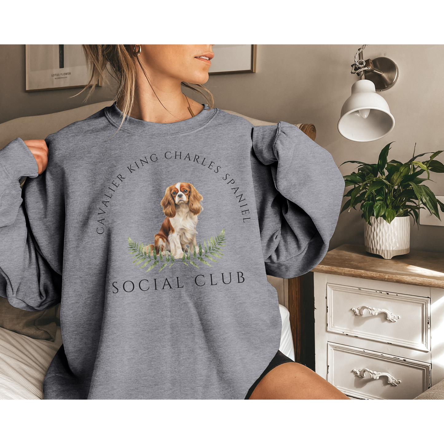 Cavalier King Charles Spaniel Dog Social Club Unisex Heavy Blend Crewneck Sweatshirt, Cavalier Dog Mom Gift