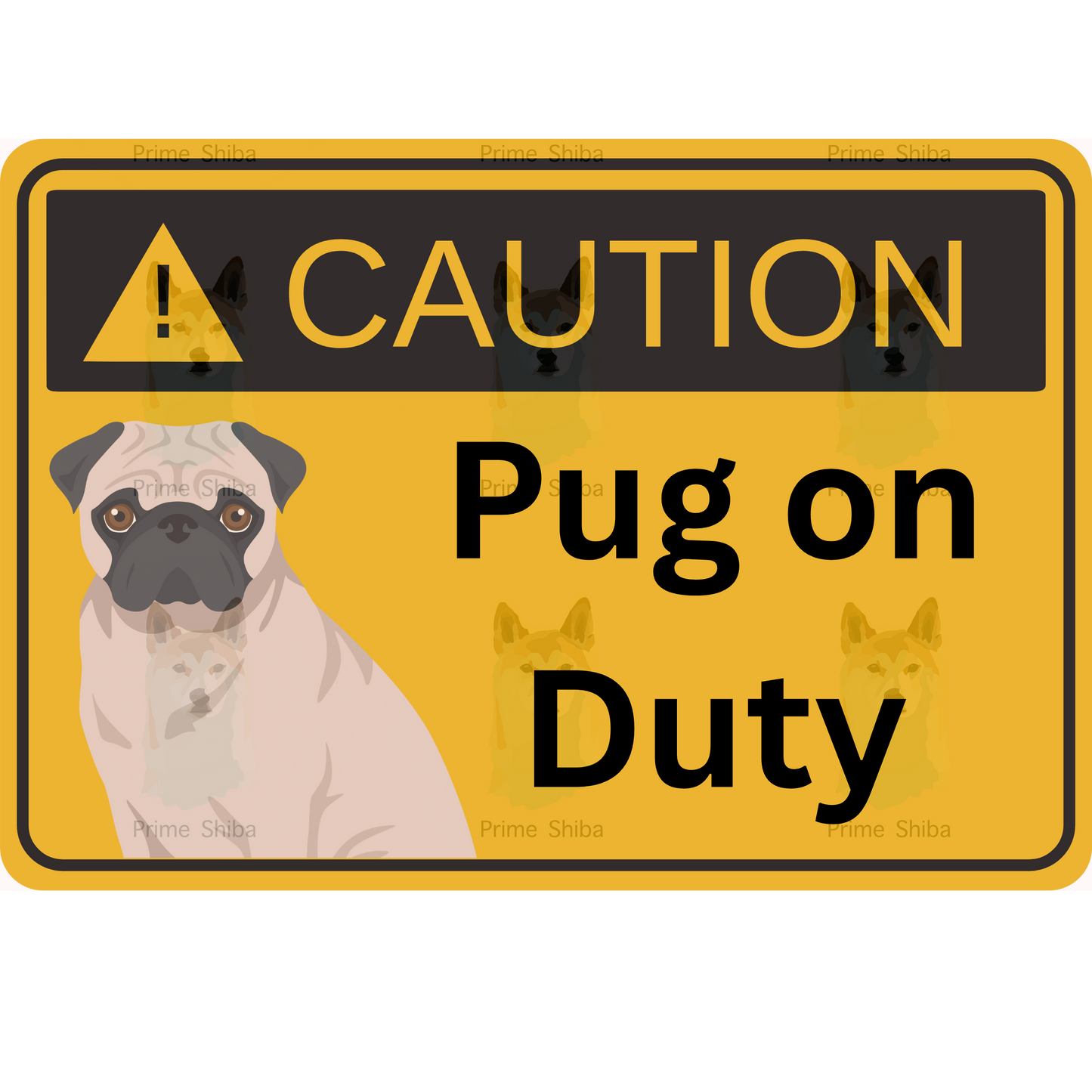 Pug Dog 5in Transparent Caution Sticker