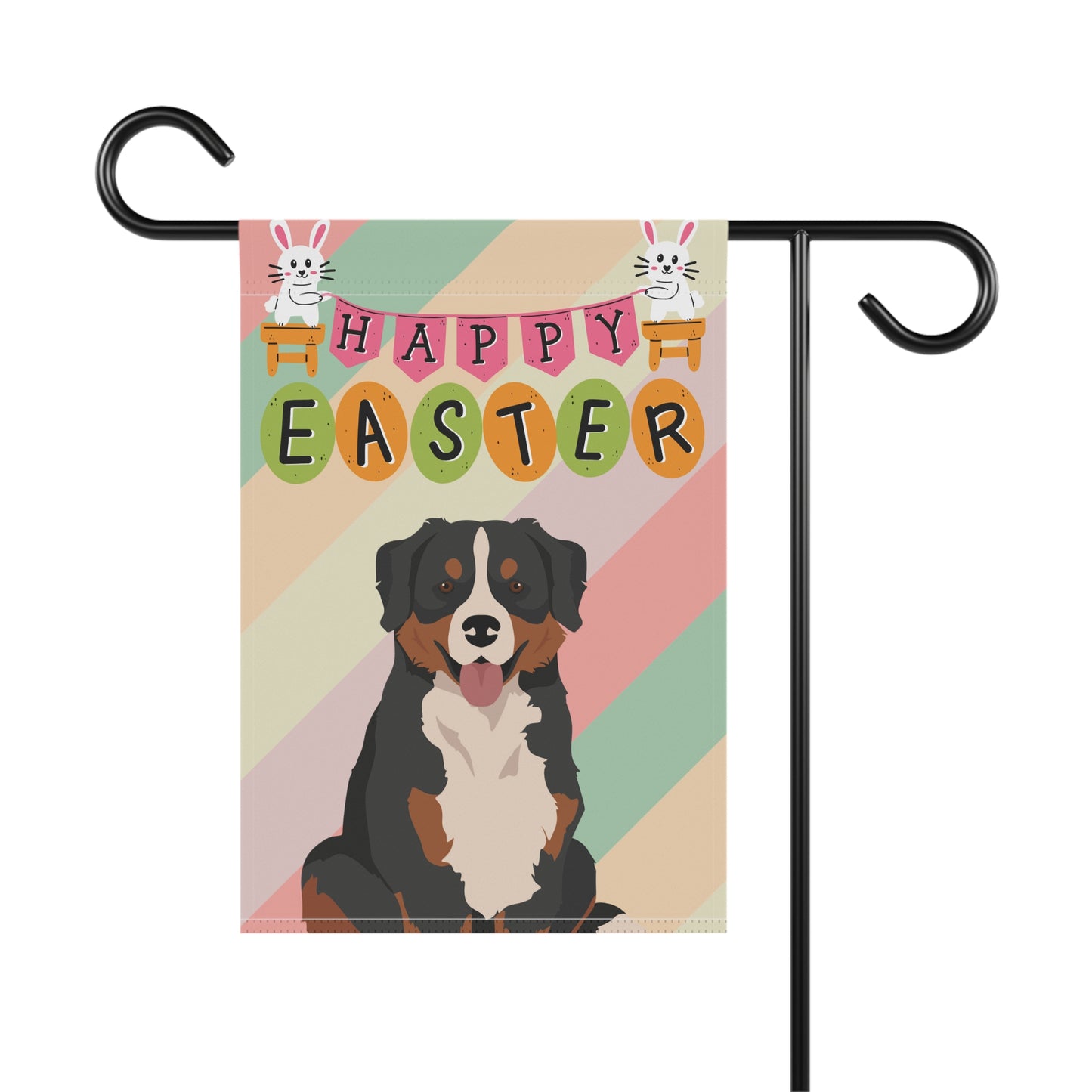 Bernese Mountain Dog Easter Garden Flag