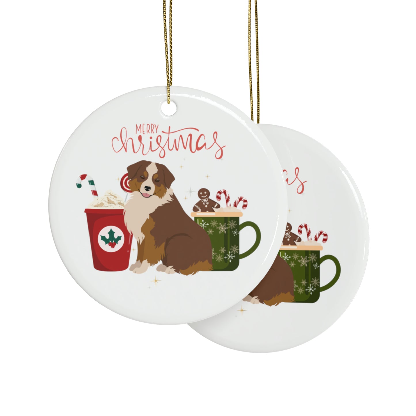 Mini Australian Shepherd Dog Ceramic Ornament