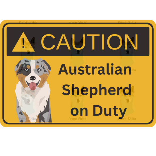 Australian Shepherd Dog 5in Transparent Caution Sticker