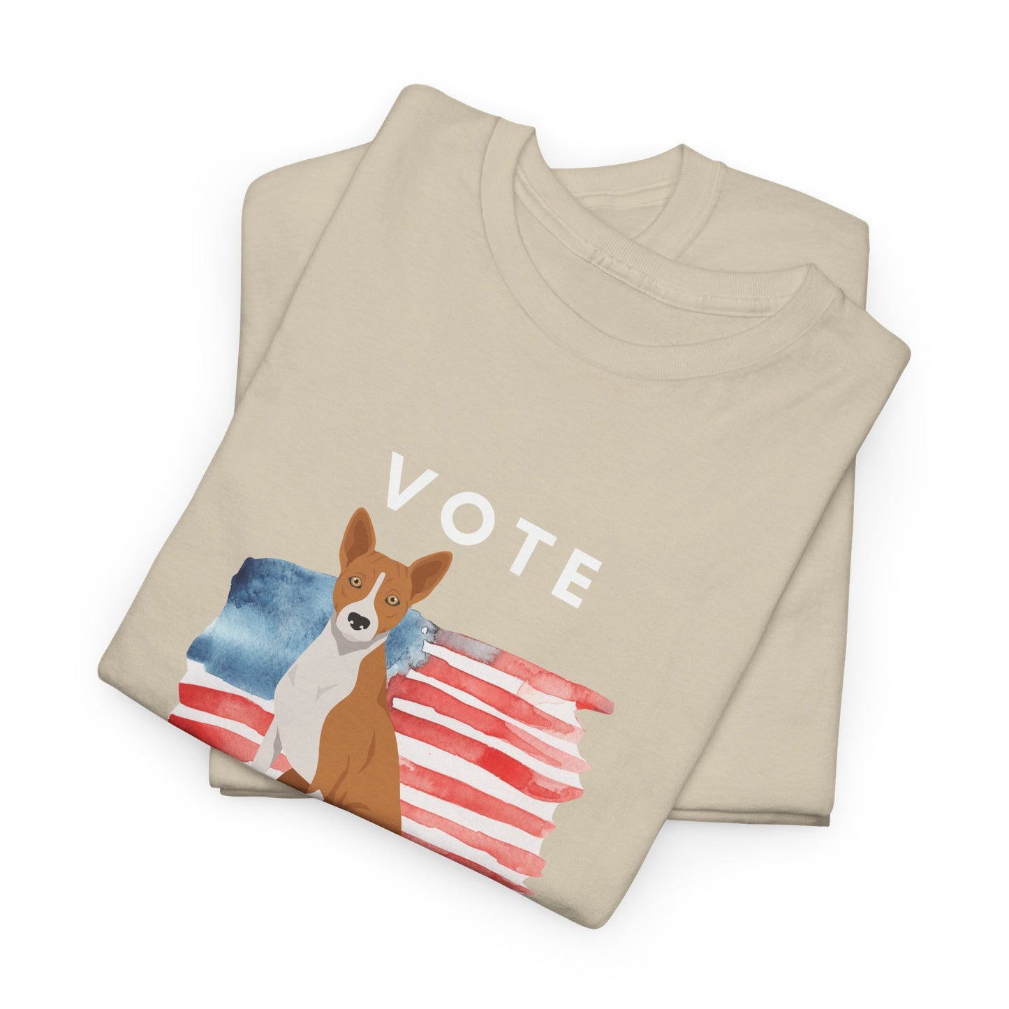 Basenji Dog Vote 2024, Election Unisex Heavy Cotton Tee, Dog Mom Gift, AKC