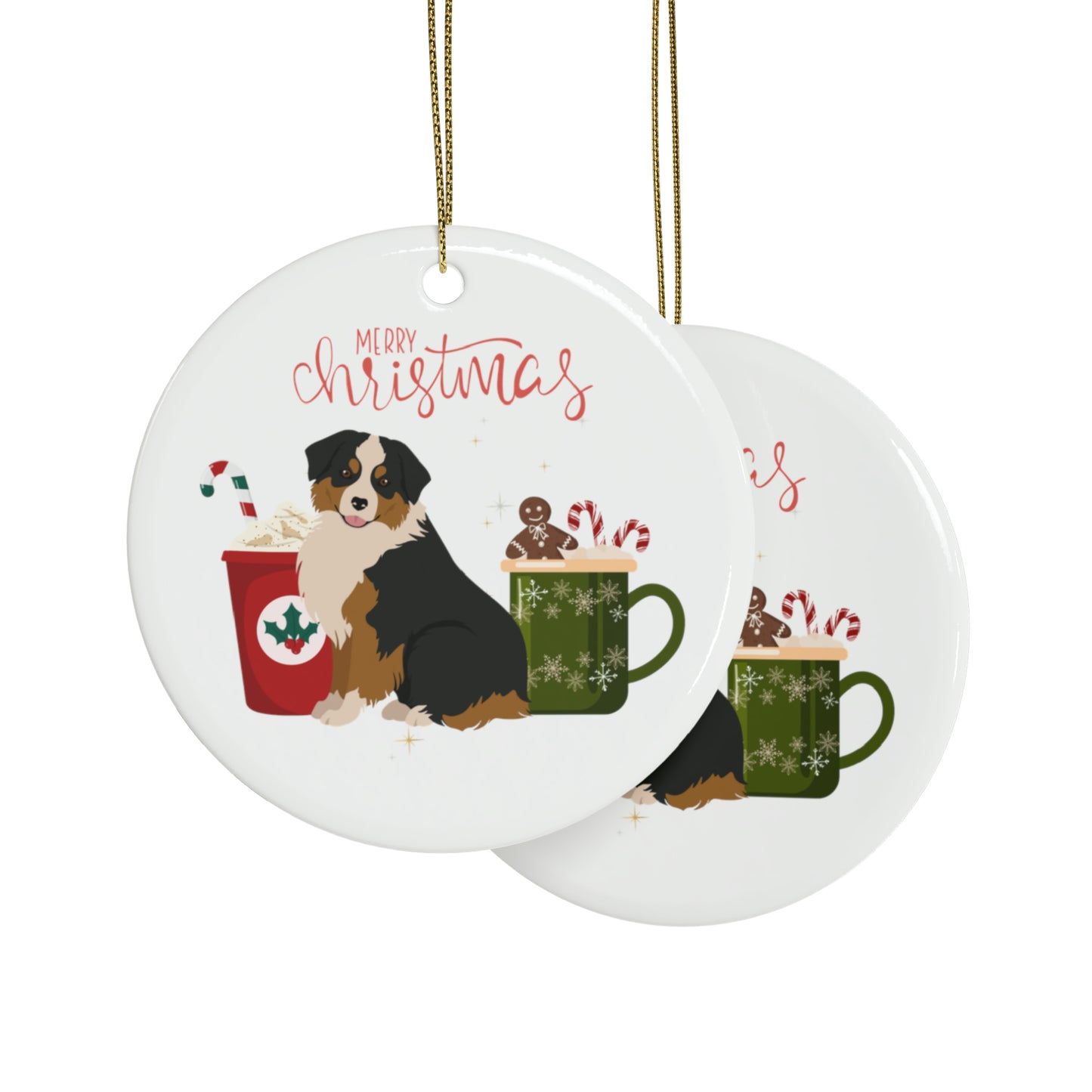 Mini Australian Shepherd Dog Ceramic Ornament