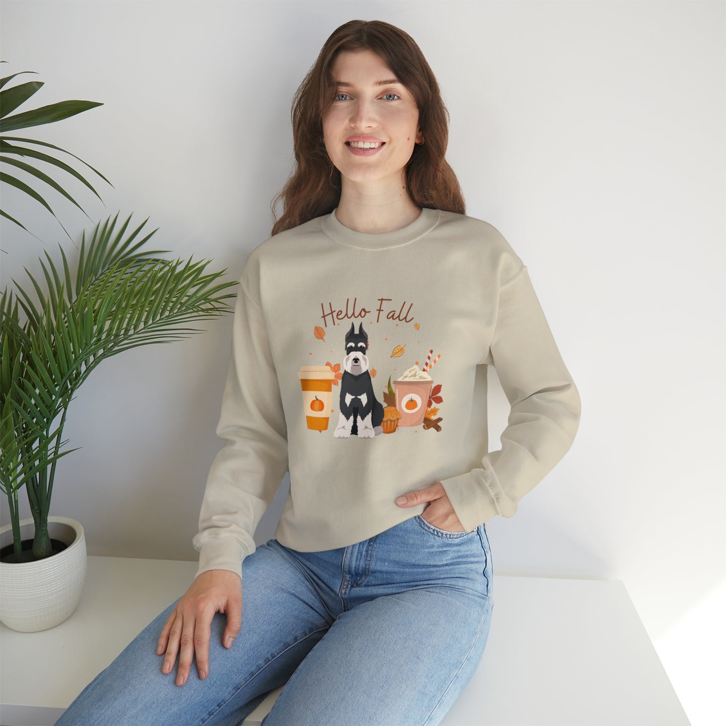 Schnauzer Dog Fall Halloween Unisex Heavy Blend Crewneck Sweatshirt