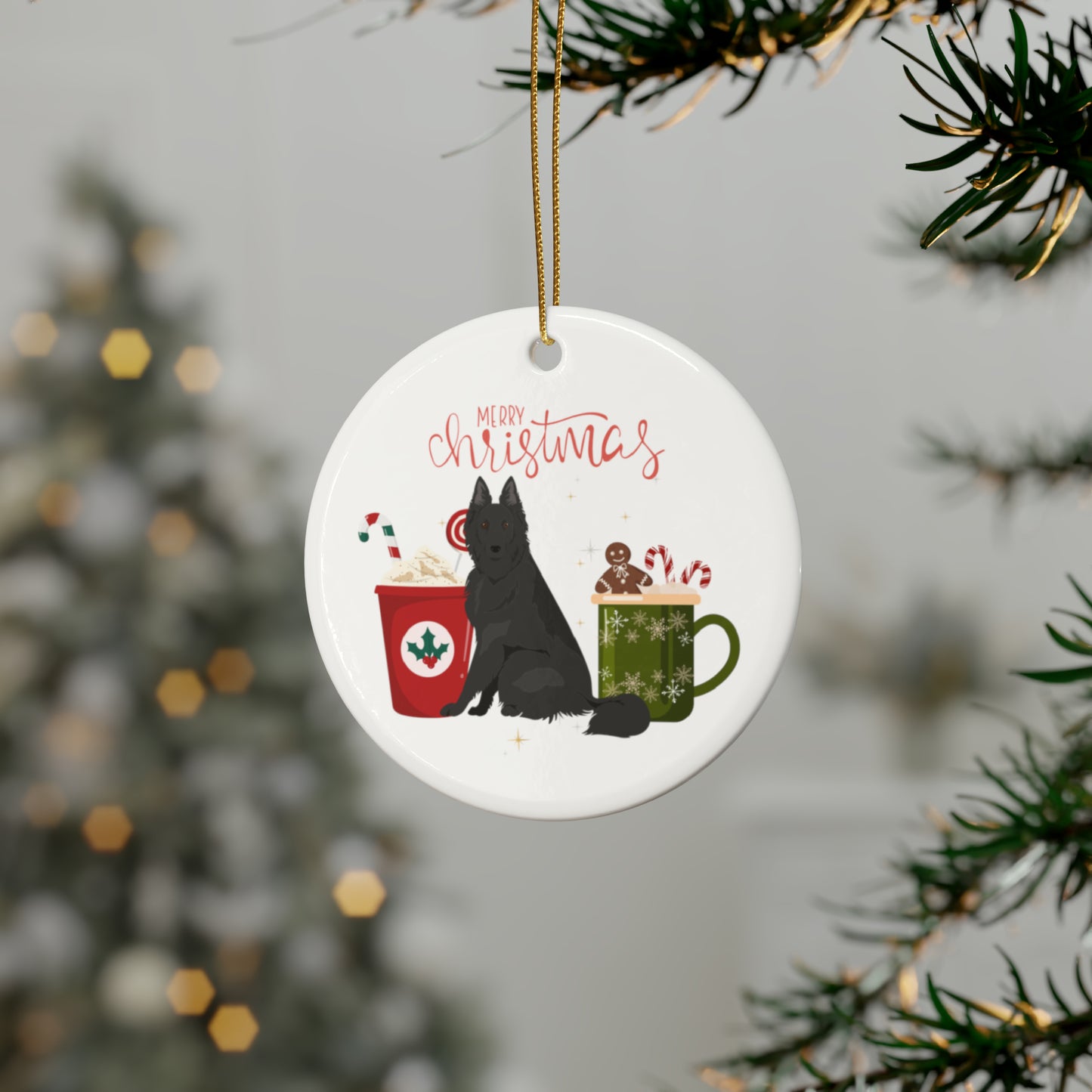 Belgian Shepherd Dog Ceramic Ornament