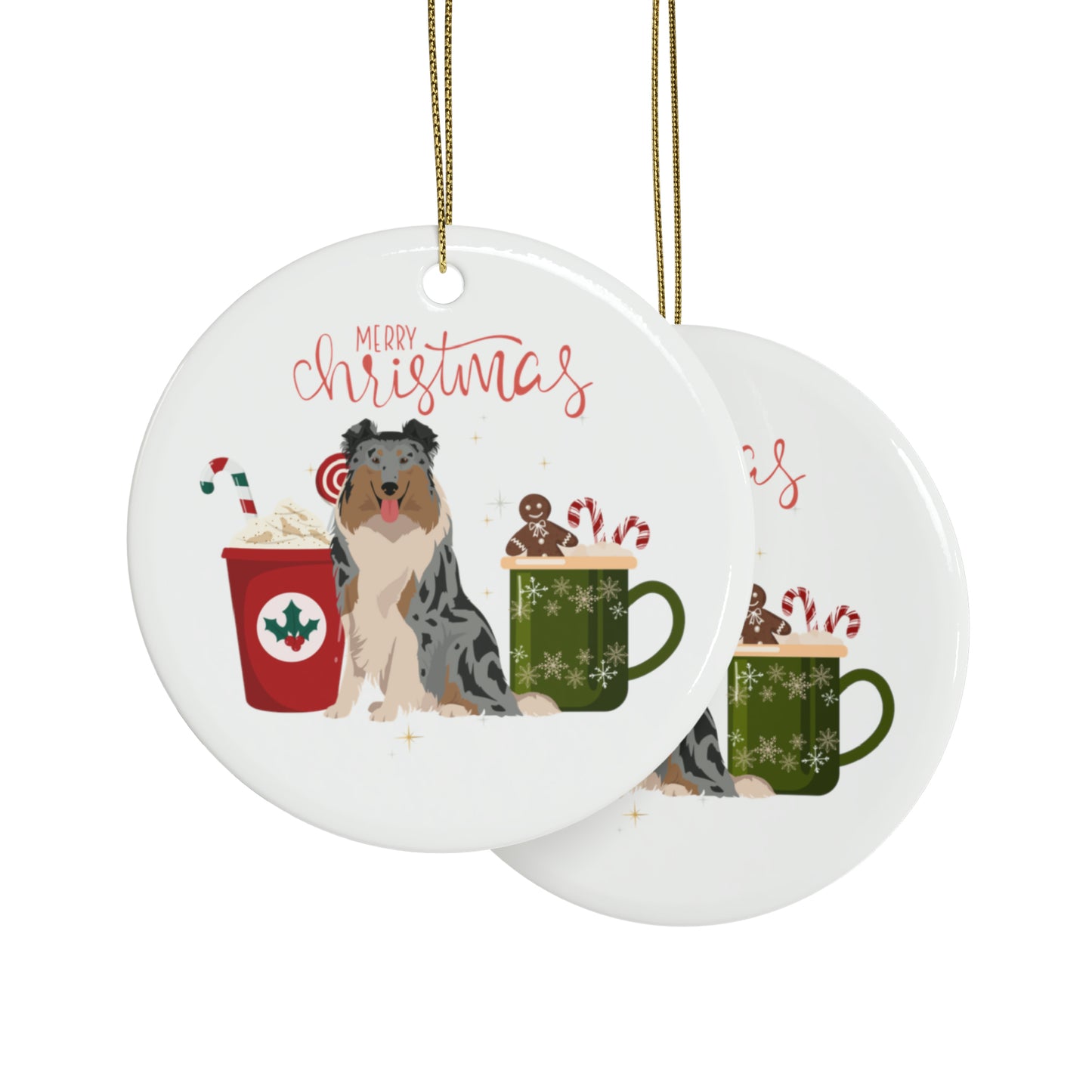 Collie Dog Ceramic Ornament