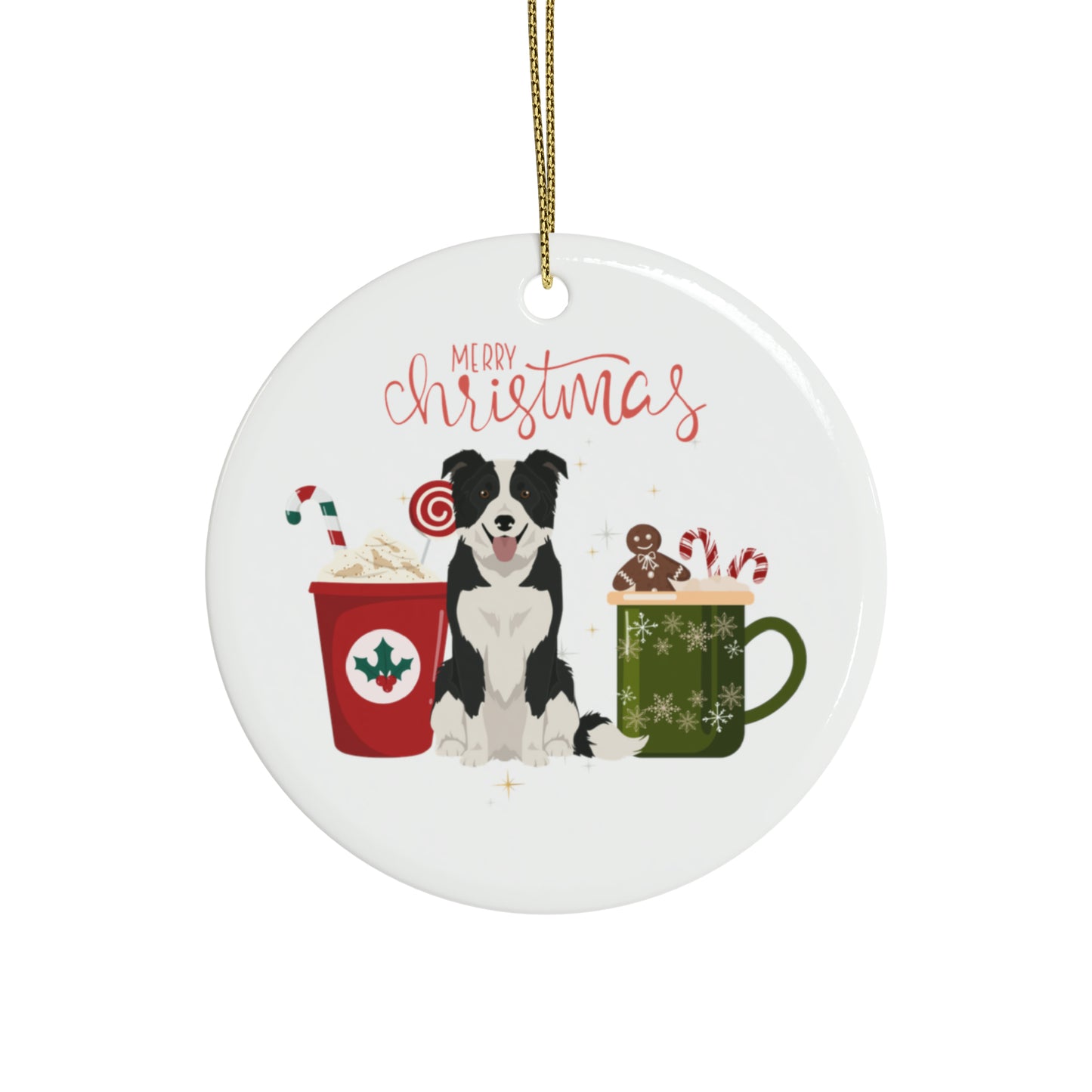 Border Collie Dog Ceramic Ornament