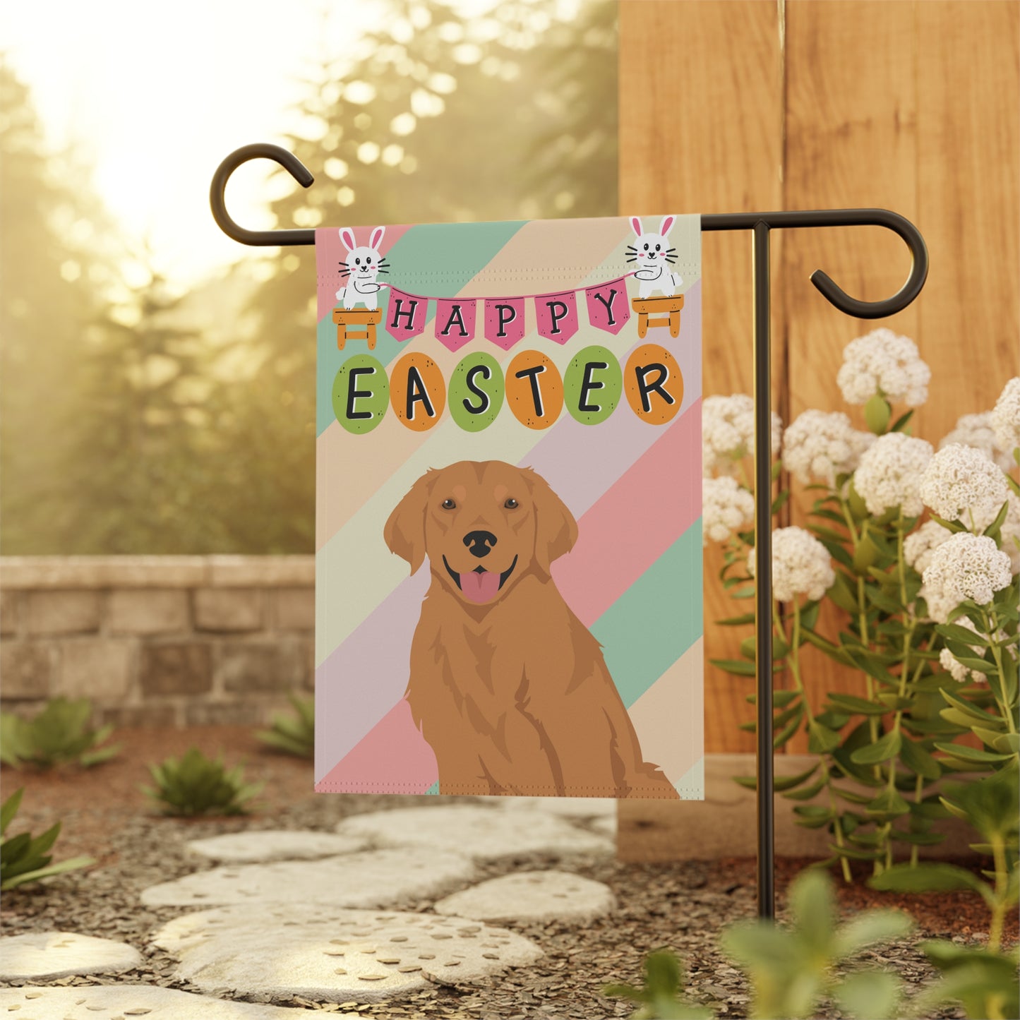 Golden Retriever Dog Easter Garden Flag