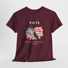 Load image into Gallery viewer, Welsh Sheepdog Dog Vote 2024, Election Unisex Heavy Cotton Tee, Dog Mom Gift, AKC
