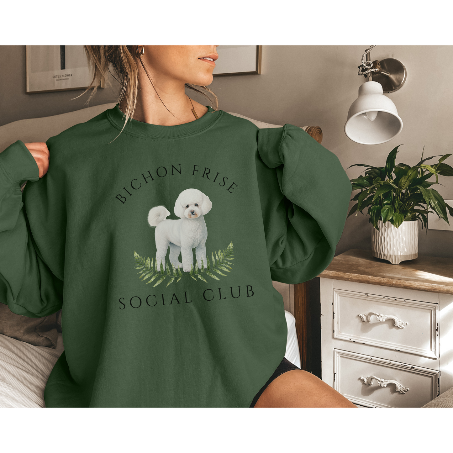 Bichon Frise Dog Social Club Unisex Heavy Blend Crewneck Sweatshirt, Bichon Dog Mom Gift