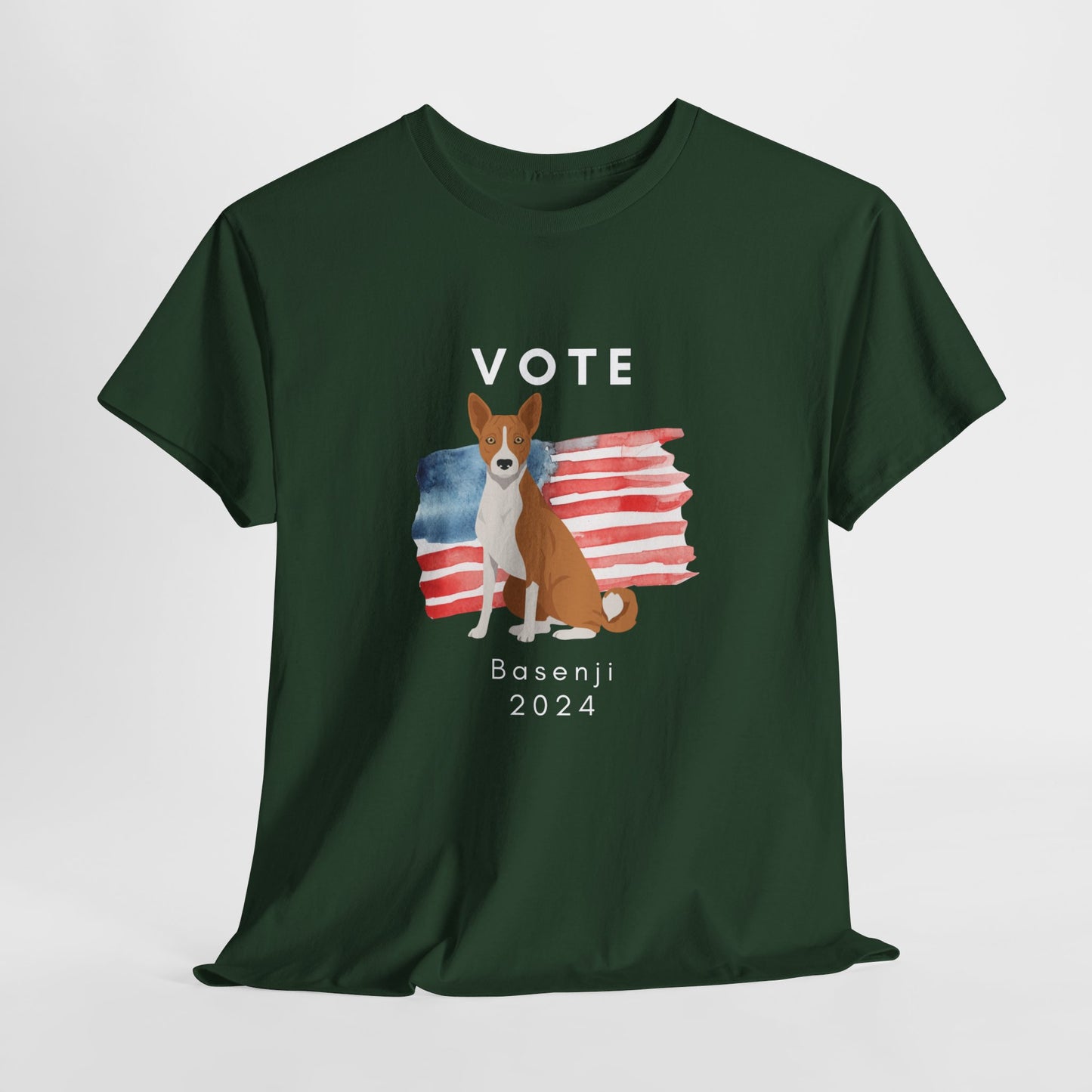 Basenji Dog Vote 2024, Election Unisex Heavy Cotton Tee, Dog Mom Gift, AKC