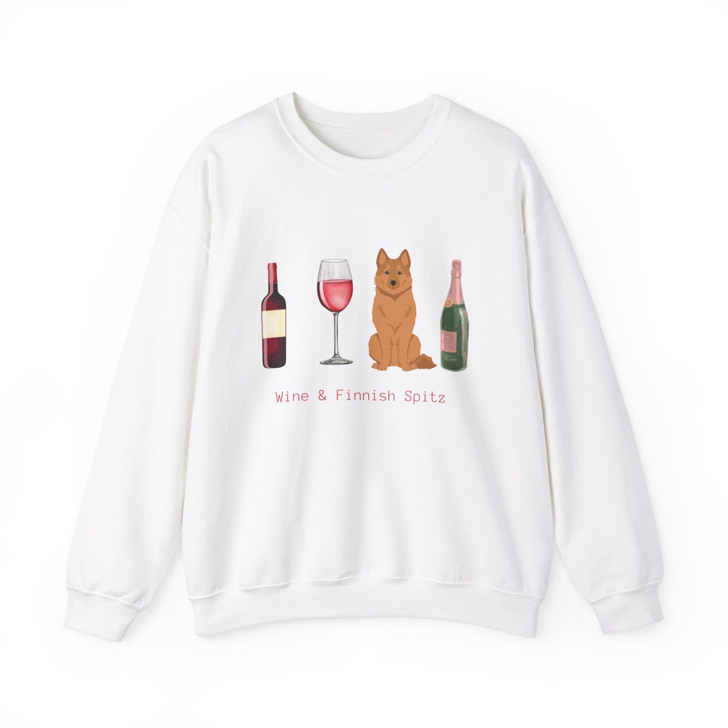 Finnish Spitz Dog Wine Unisex Heavy Blend Crewneck Sweatshirt