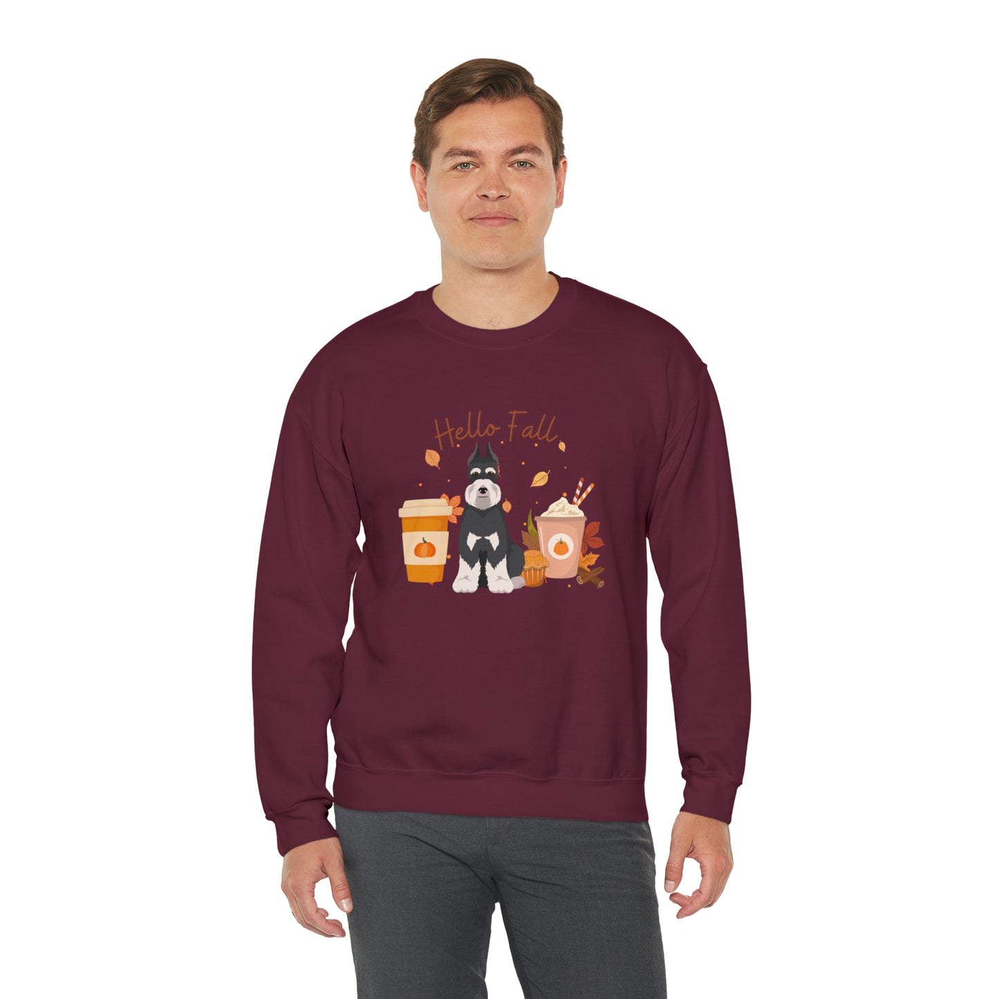 Schnauzer Dog Fall Halloween Unisex Heavy Blend Crewneck Sweatshirt