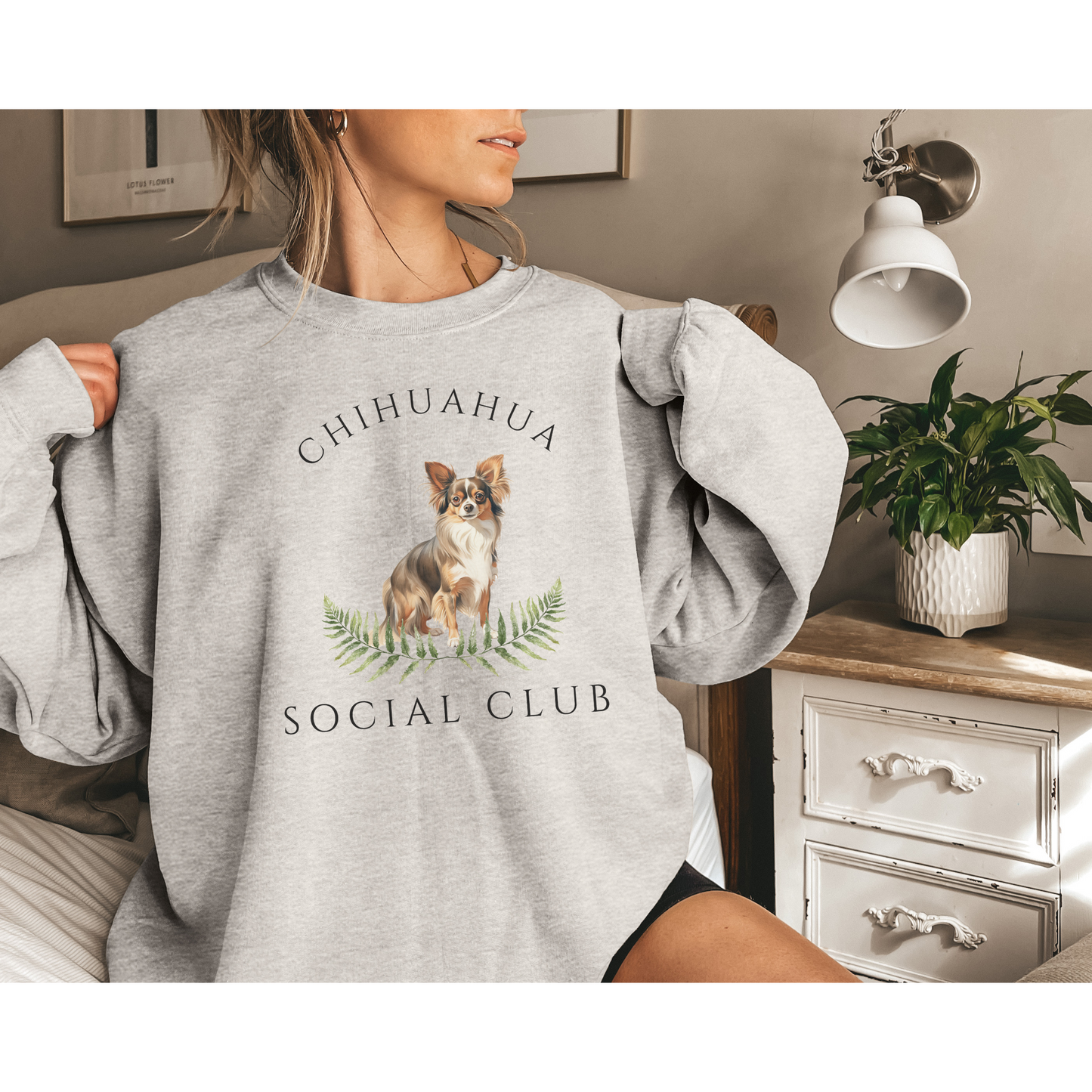 Chihuahua Dog Social Club Unisex Heavy Blend Crewneck Sweatshirt, Chihuahua Dog Mom Gift