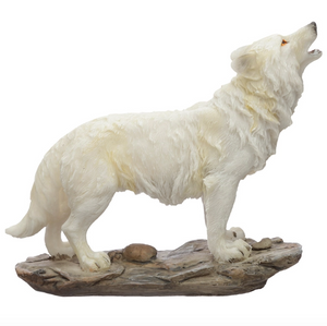 Howling White Wolf Figurine