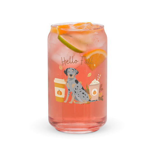 Catahoula Leopard Dog Fall Halloween Glass Tumblr 16oz