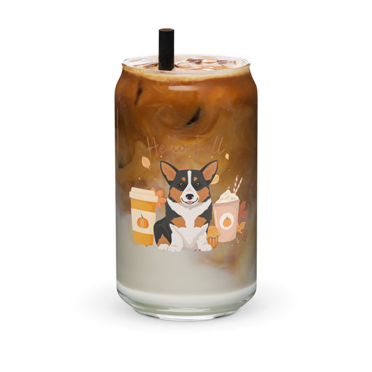 Pembroke Welsh Corgi Dog Fall Halloween Glass Tumblr 16oz